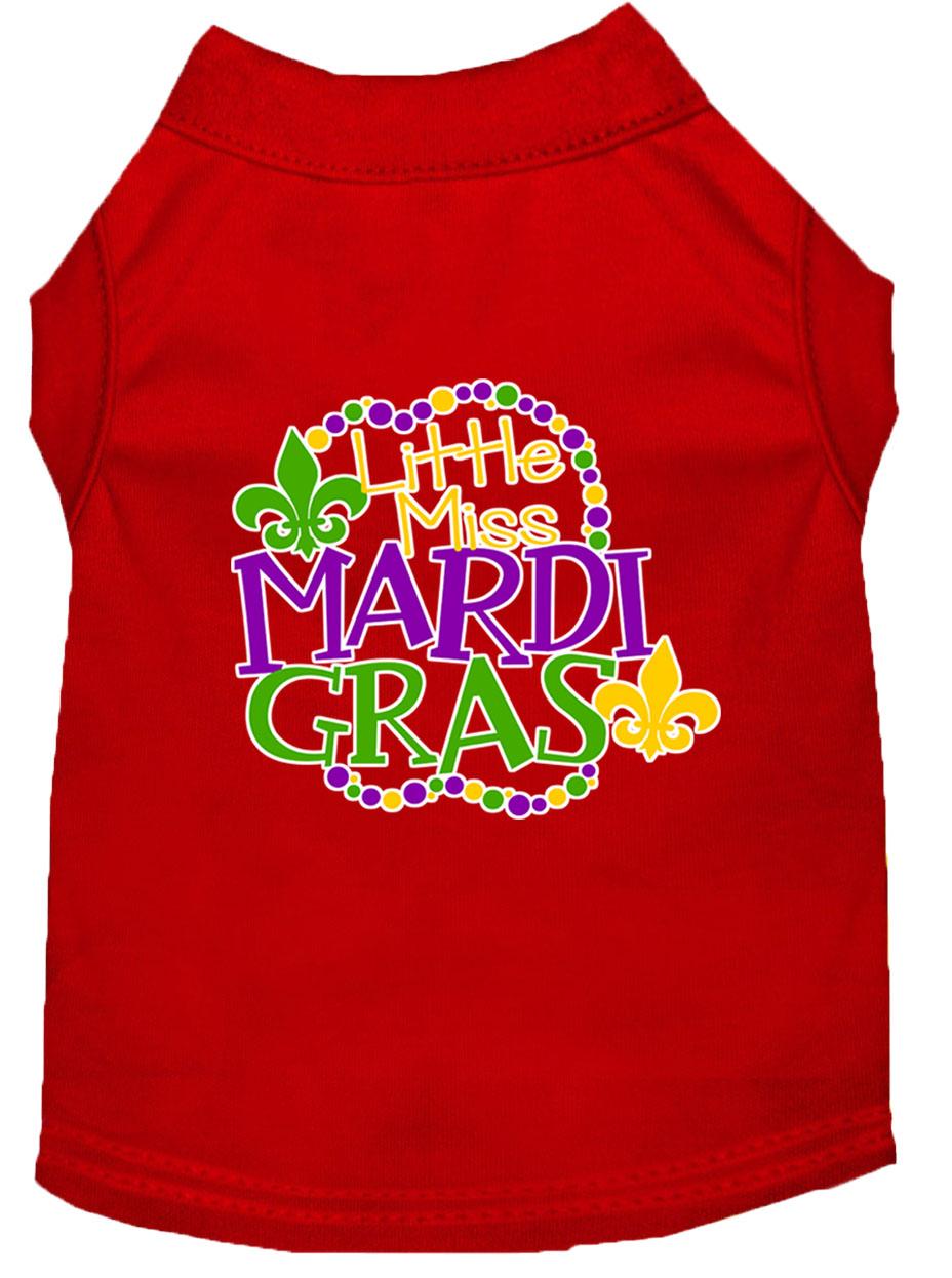 Miss Mardi Gras Screen Print Mardi Gras Dog Shirt Red Lg